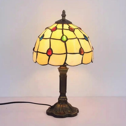 Kunstzinnige Tiffany glazen LED tafellamp in nostalgische stijl
