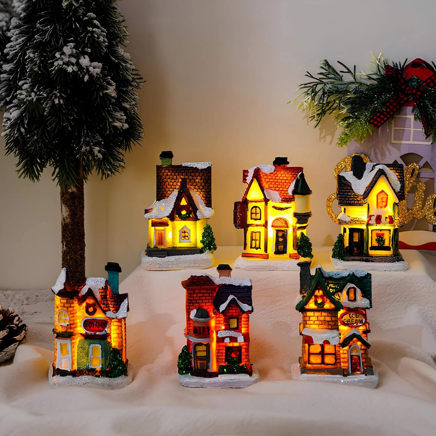 Microstar Kerst Miniatuurhuis met LED-verlichting – Sfeervolle Kerstdecoratie