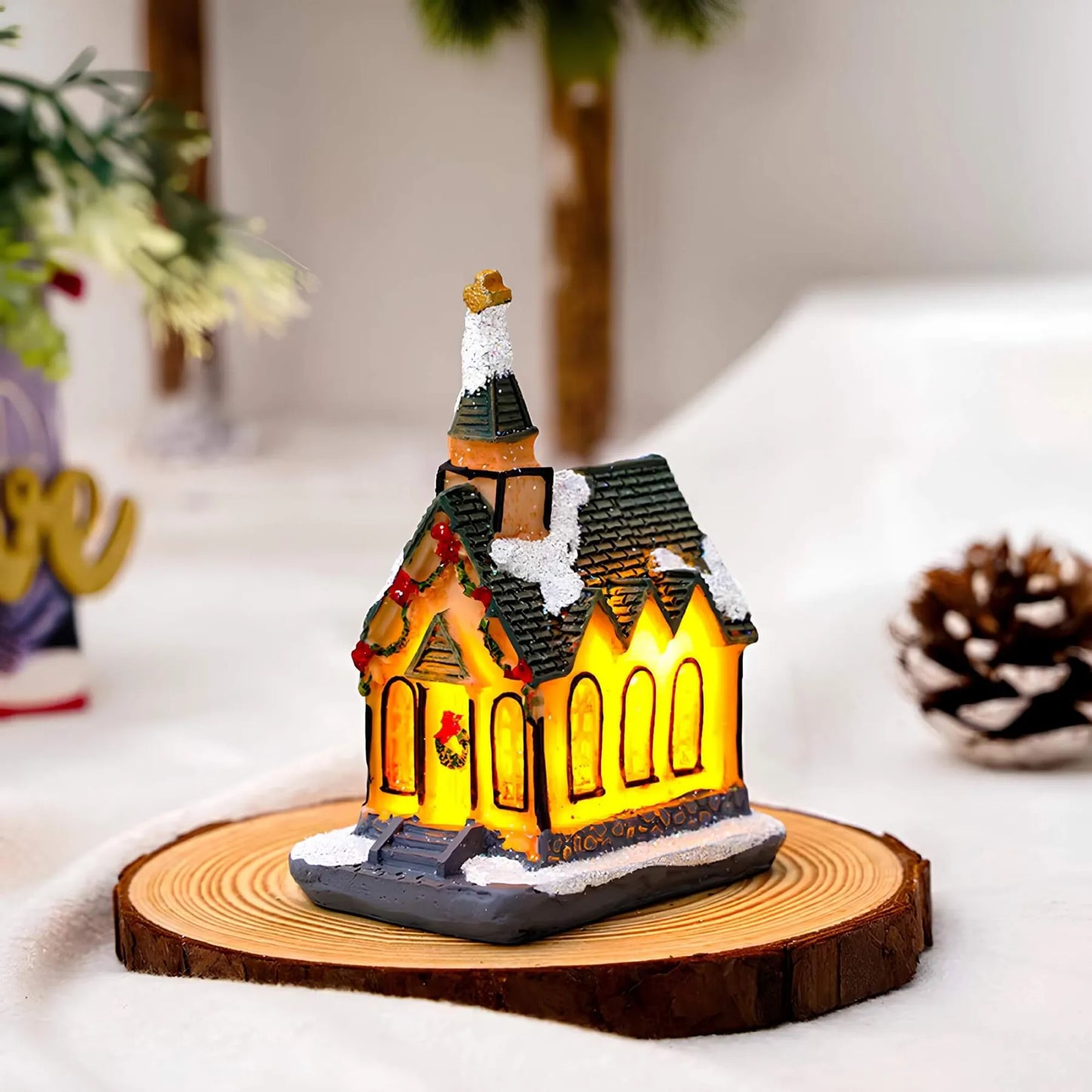 Microstar Kerst Miniatuurhuis met LED-verlichting – Sfeervolle Kerstdecoratie