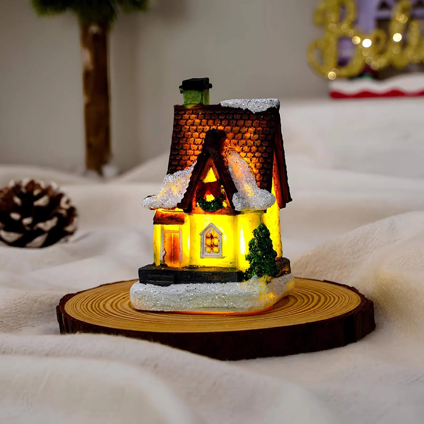 Microstar Kerst Miniatuurhuis met LED-verlichting – Sfeervolle Kerstdecoratie