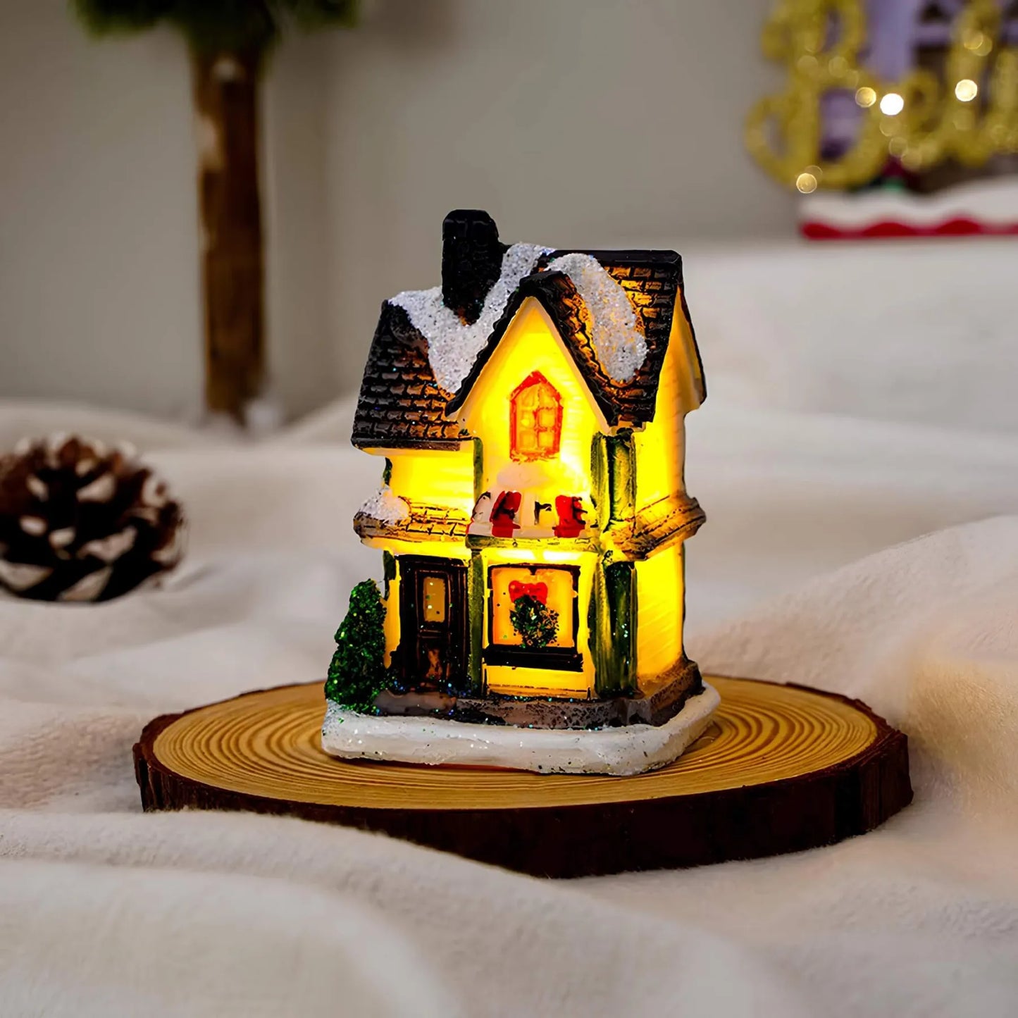 Microstar Kerst Miniatuurhuis met LED-verlichting – Sfeervolle Kerstdecoratie