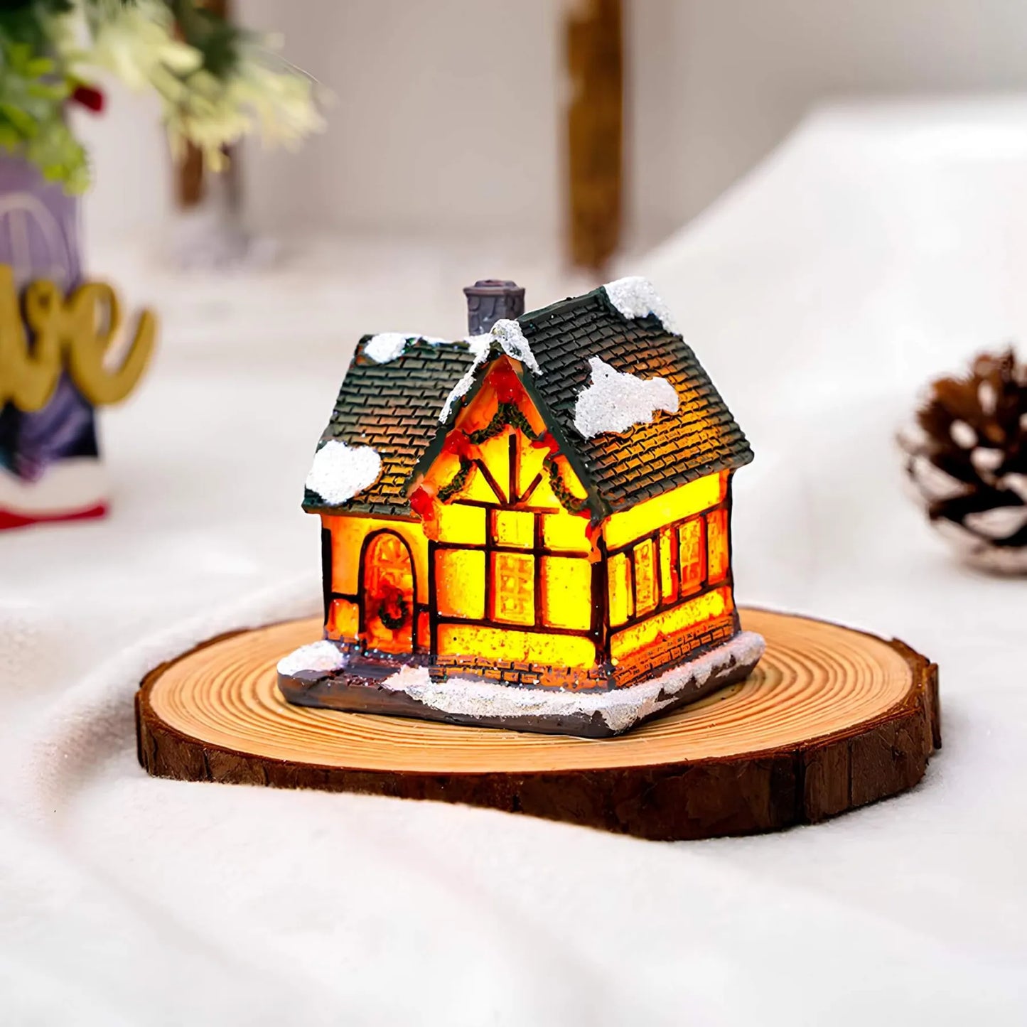 Microstar Kerst Miniatuurhuis met LED-verlichting – Sfeervolle Kerstdecoratie