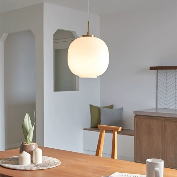 Moderne Scandinavische opaal glazen hanglamp met radius