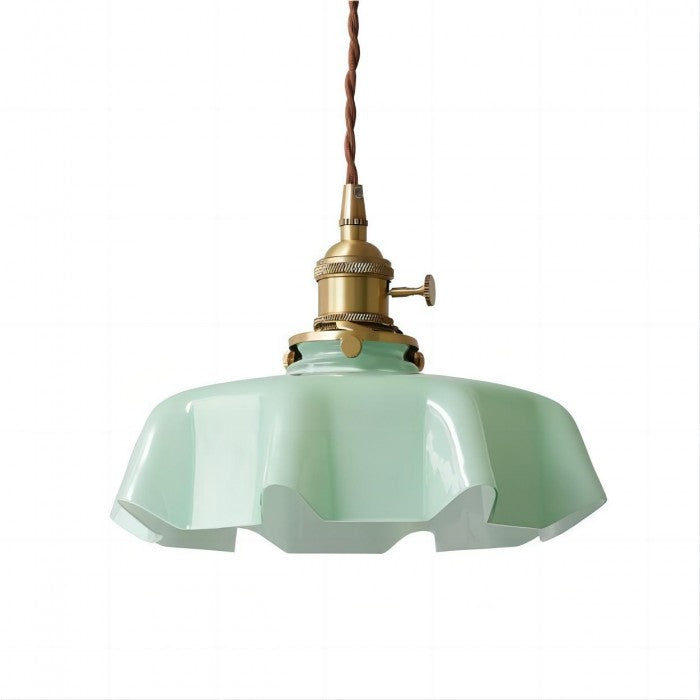 Retro glazen bloem crème hanglamp