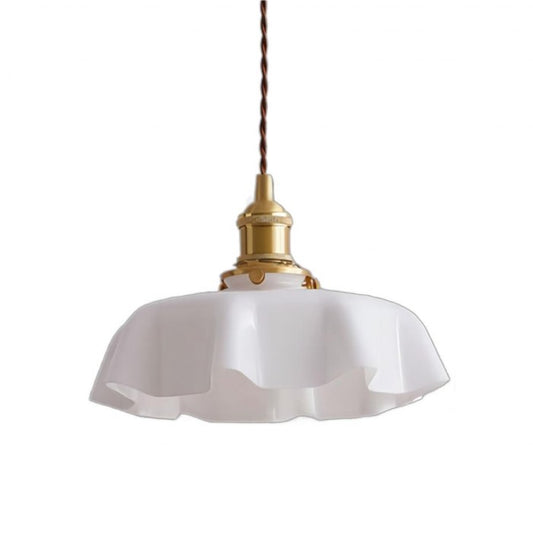 Retro glazen bloem crème hanglamp