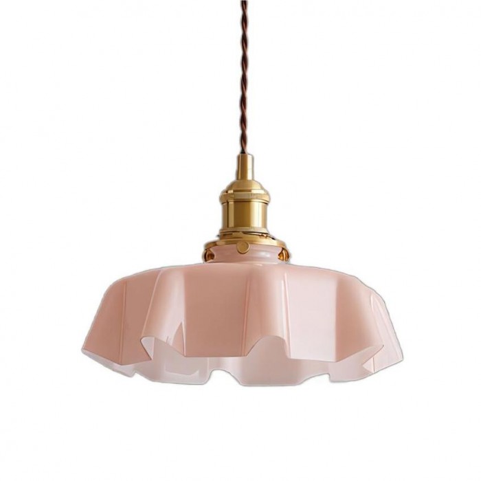 Retro glazen bloem crème hanglamp