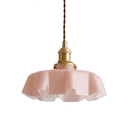 Retro glazen bloem crème hanglamp