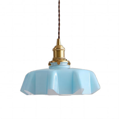 Retro glazen bloem crème hanglamp