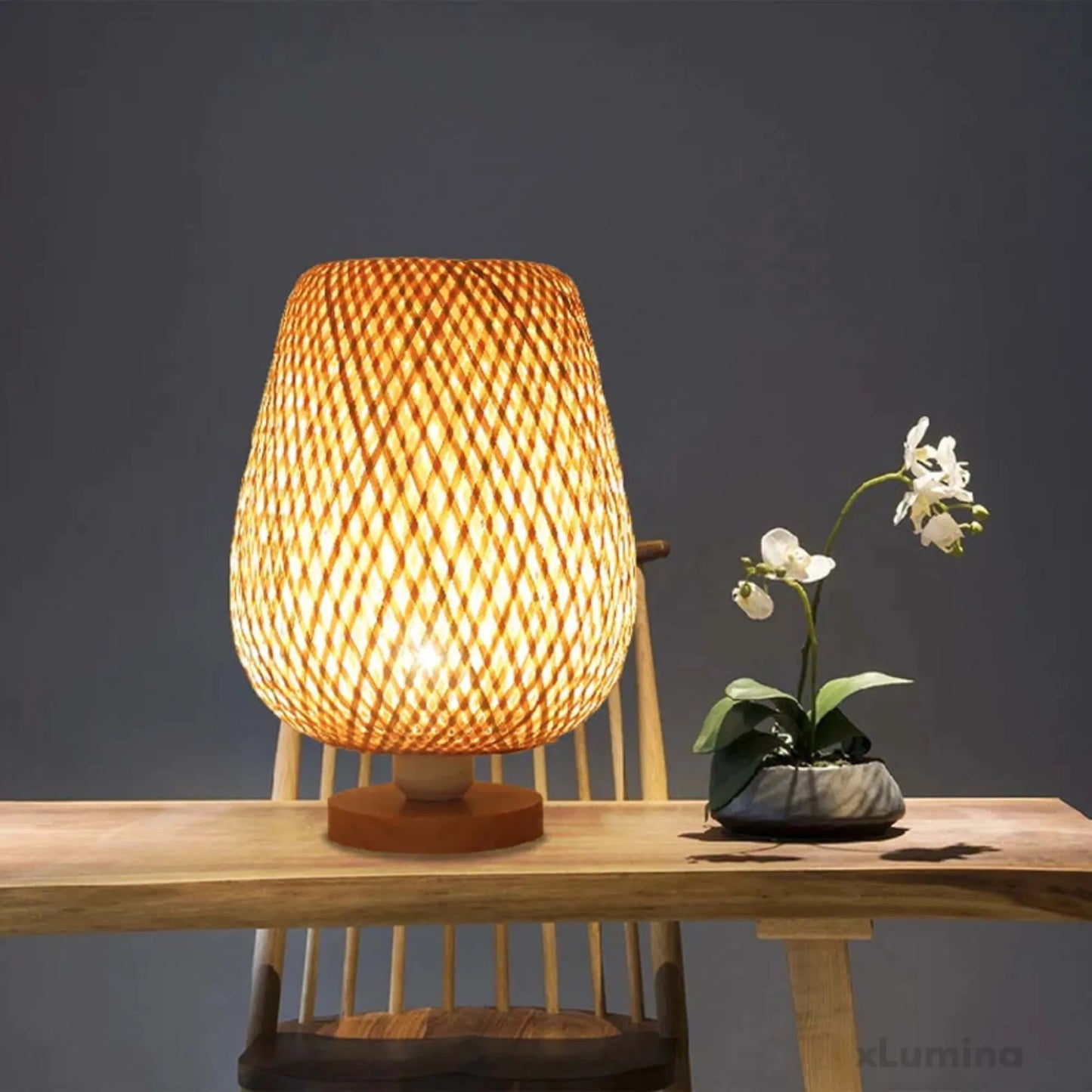 RetroBambooCraft - Vintage bamboe ambachtelijke tafellamp