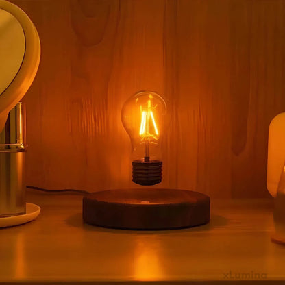 Zwevende lamp - Tafellamp met houten basis