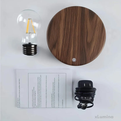 Zwevende lamp - Tafellamp met houten basis