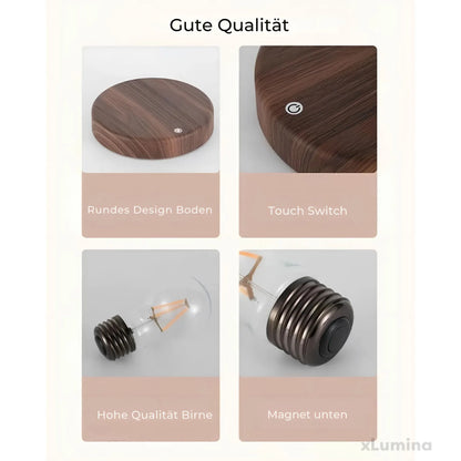 Zwevende lamp - Tafellamp met houten basis