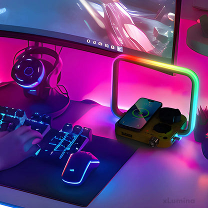 TechGlow - 3-in-1 draadloze oplader & RGB tafellamp