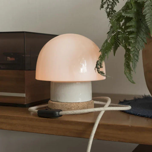 Retro paddestoellamp | Scandinavisch design met kurken voet