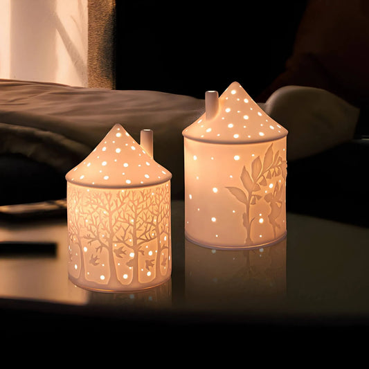Kerstverlichting - Handgemaakte keramische lamp met LED