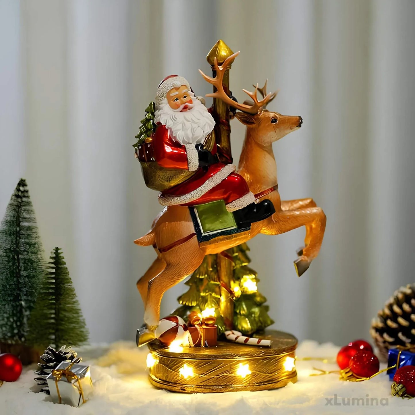 Kerstman met rendier - Standbeeld