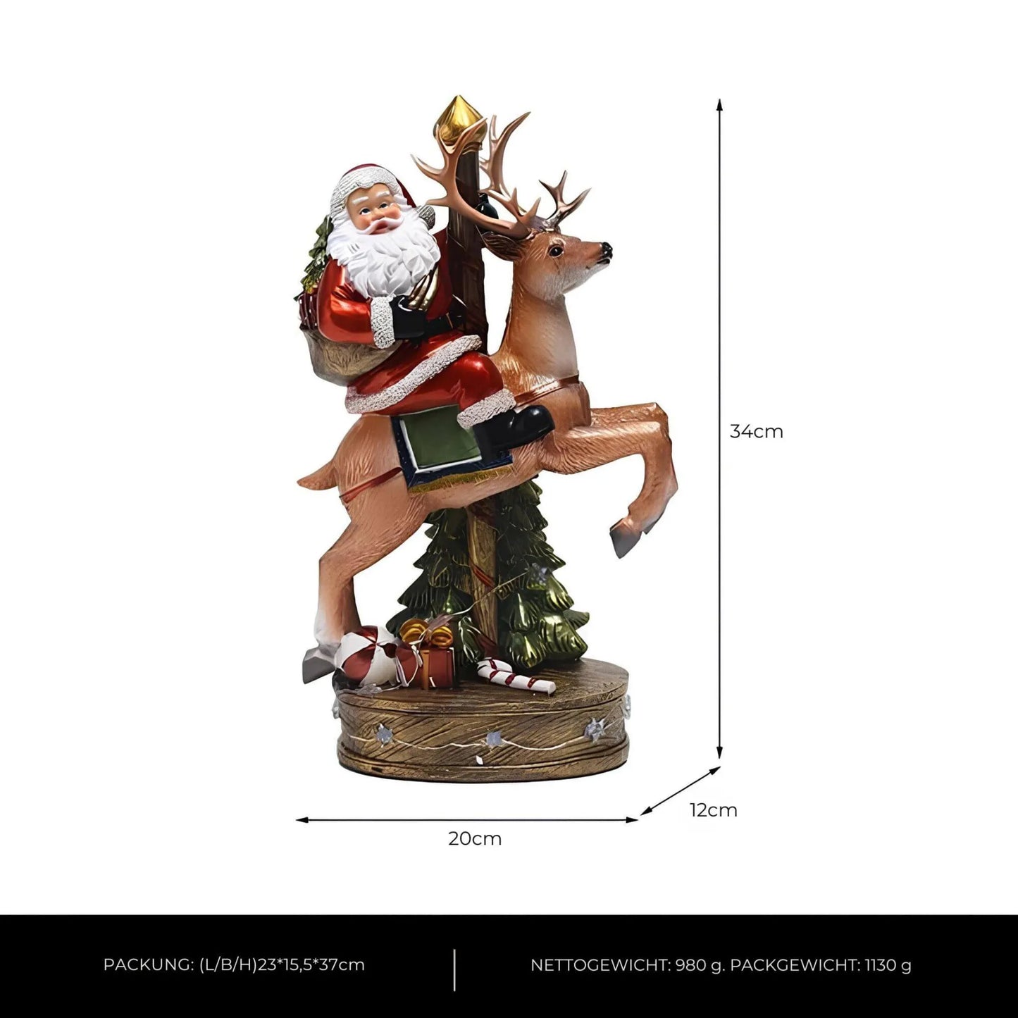 Kerstman met rendier - Standbeeld