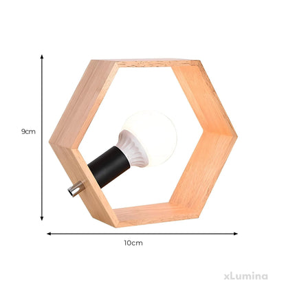 Woodlight - Stijlvolle zeshoekige houten tafellamp